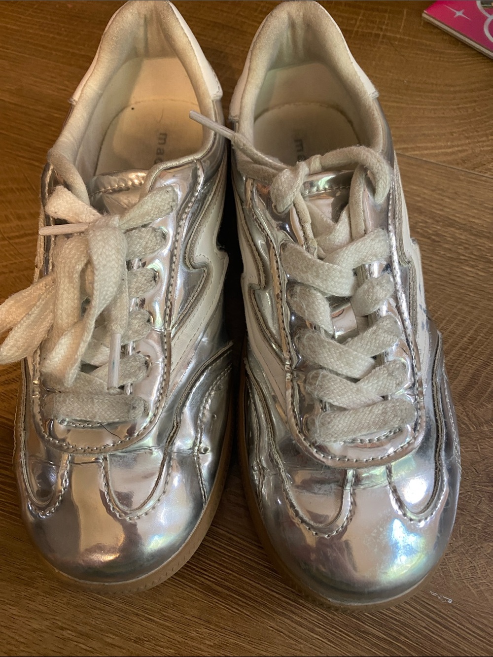 Steve Madden Kids Metallic Silver Lace-Up Sneakers